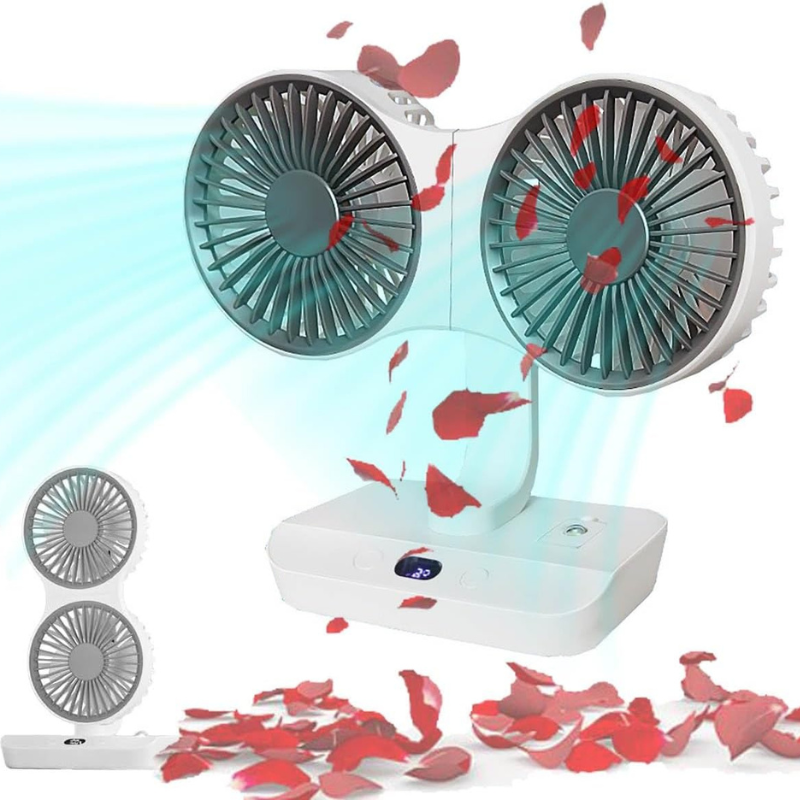 Ventilateur Double Tête Rechargeable et Réglable