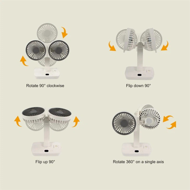 Ventilateur Double Tête Rechargeable et Réglable