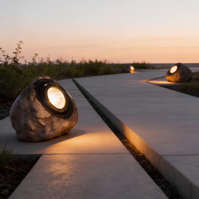 Lampe solaire extérieure – éclairage style pierre naturel