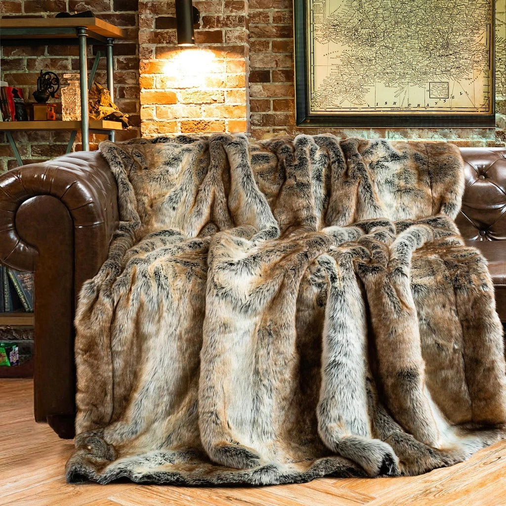 Plaid en Fausse Fourrure pour Canapé et Chambre