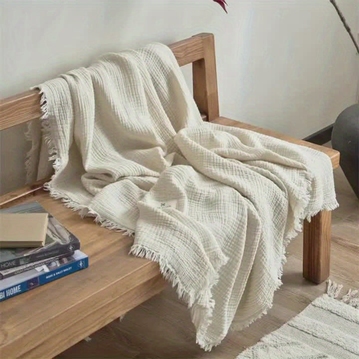 SOFTCLOUD – Couverture en Crêpe de Coton à 4 Couches pour un Confort Quotidien Respirant
