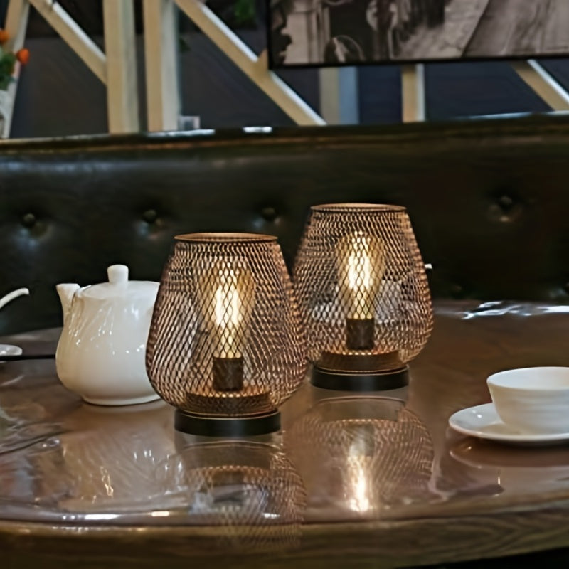 Sandsberg | Lampes de table atmosphériques | Lumière chaude au design en treillis métallique | Ensemble de 2