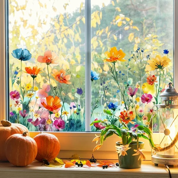 Autocollants de fleurs pour fenêtres