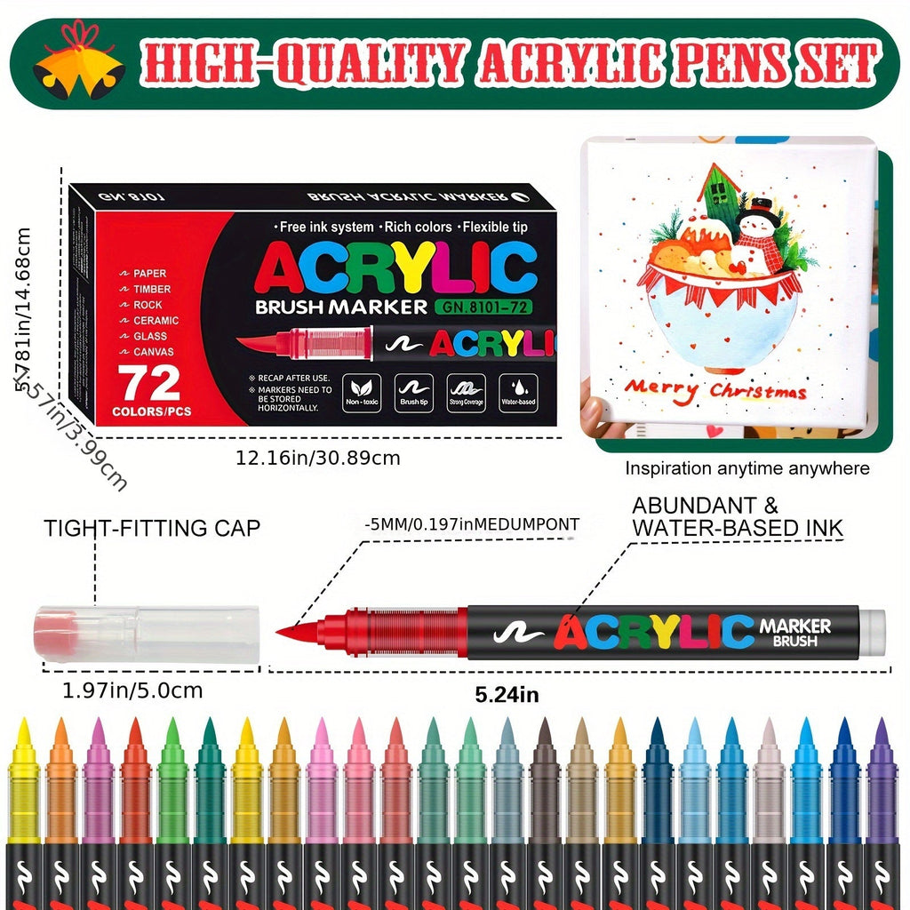 72 Marqueurs de Peinture Acrylique – Parfaits pour la Peinture Créative sur Divers Surfaces