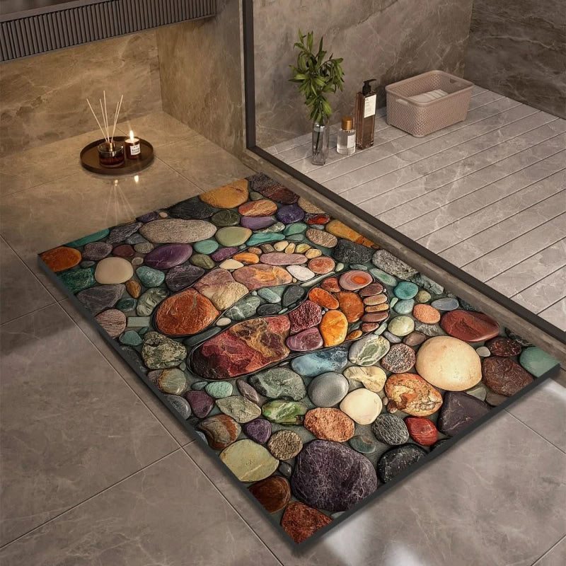 AQUAVIVE – Tapis de Bain en Terre de Diatomée Antidérapant à Séchage Rapide Confort