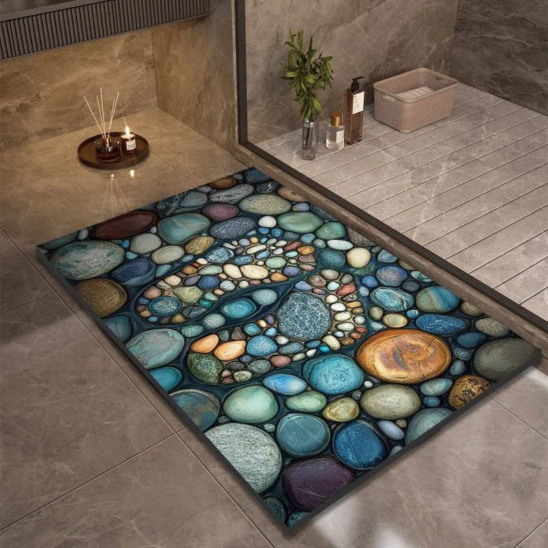 AQUAVIVE – Tapis de Bain en Terre de Diatomée Antidérapant à Séchage Rapide Confort