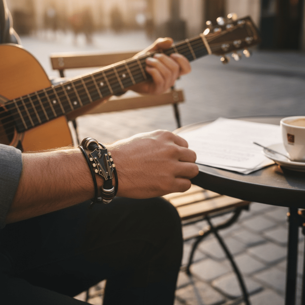 MUSIKSTRUM – Bracelet en cuir au design inspiré de la guitare