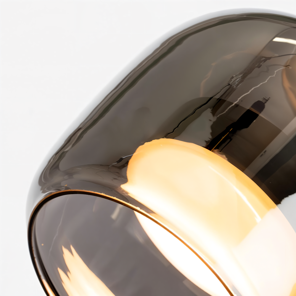 Suspension en verre noir-gris – design élégant en forme de coupe avec lumière chaude