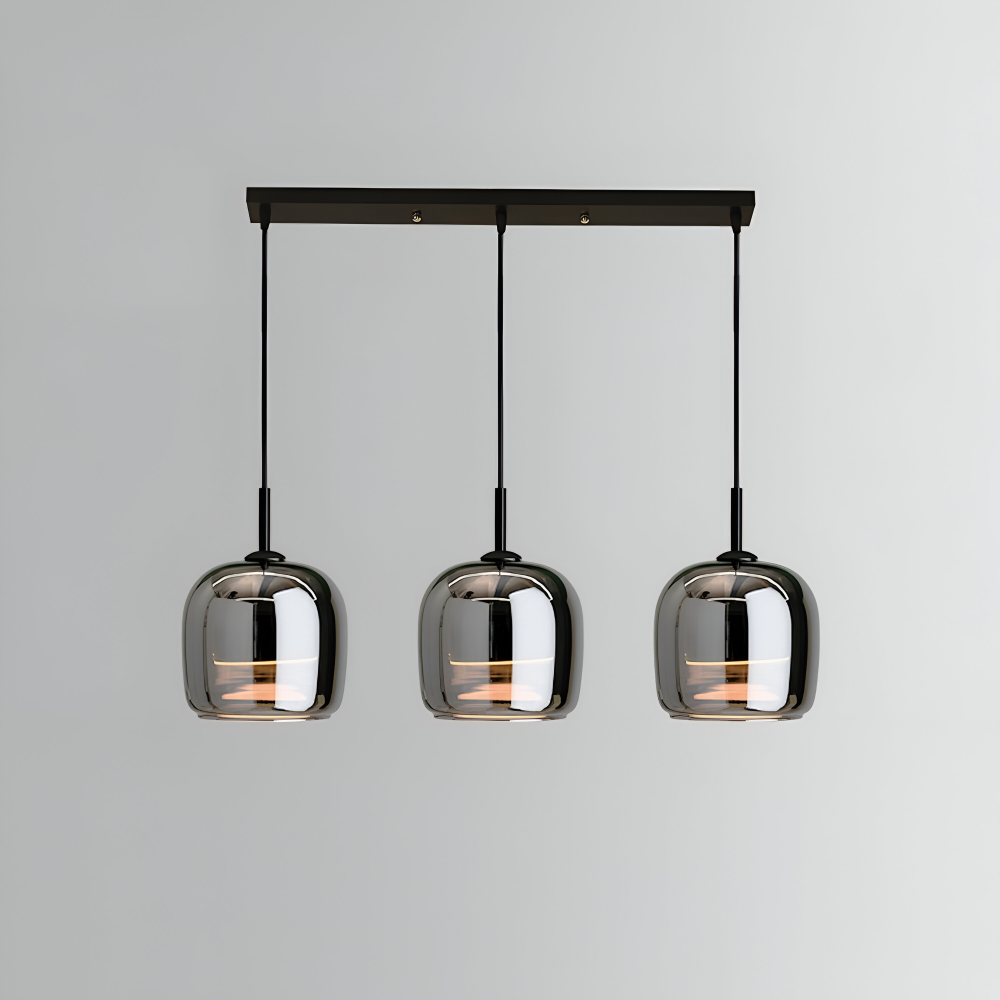 Suspension en verre noir-gris – design élégant en forme de coupe avec lumière chaude