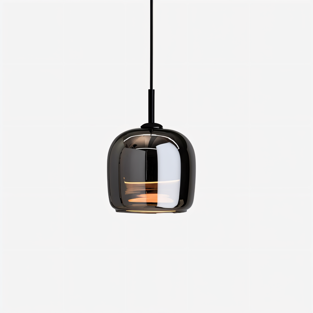 Suspension en verre noir-gris – design élégant en forme de coupe avec lumière chaude