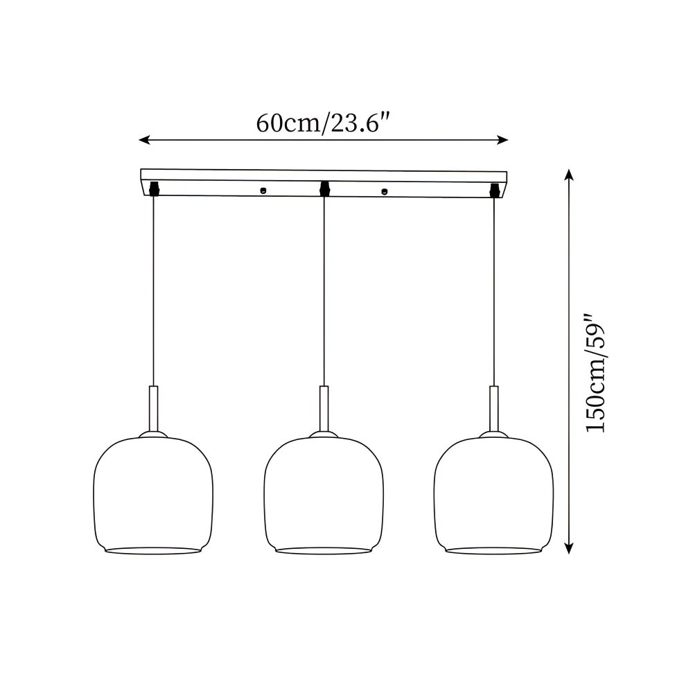 Suspension en verre noir-gris – design élégant en forme de coupe avec lumière chaude