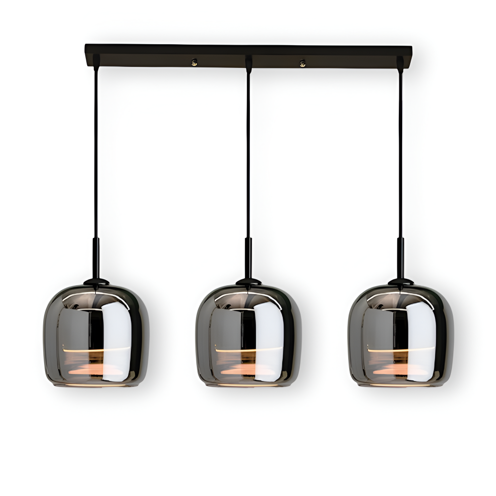 Suspension en verre noir-gris – design élégant en forme de coupe avec lumière chaude