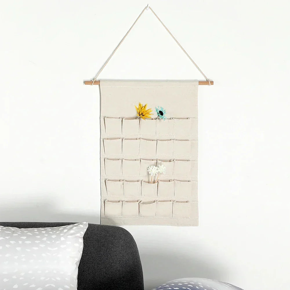 Calendrier de l'Avent en Coton avec 24 Poches – Décoration de Noël Durable et Réutilisable