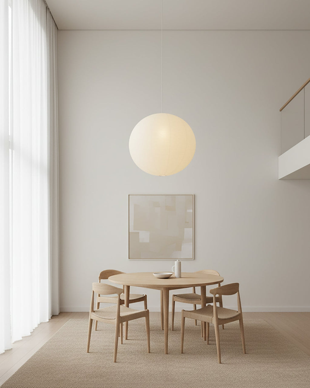 Lampe Suspendue Ronde Akari - Éclairage Suspendu Élégant avec Éclairage Ambiant
