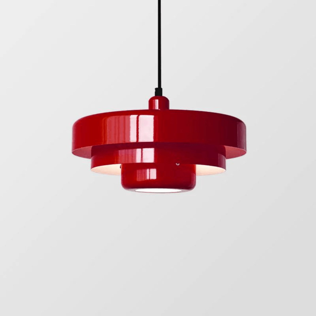 GLOWDEN - Suspension minimaliste nordique en macaron avec finition métallique mate conçue pour un éclairage ambiant doux et cosy dans des intérieurs modernes