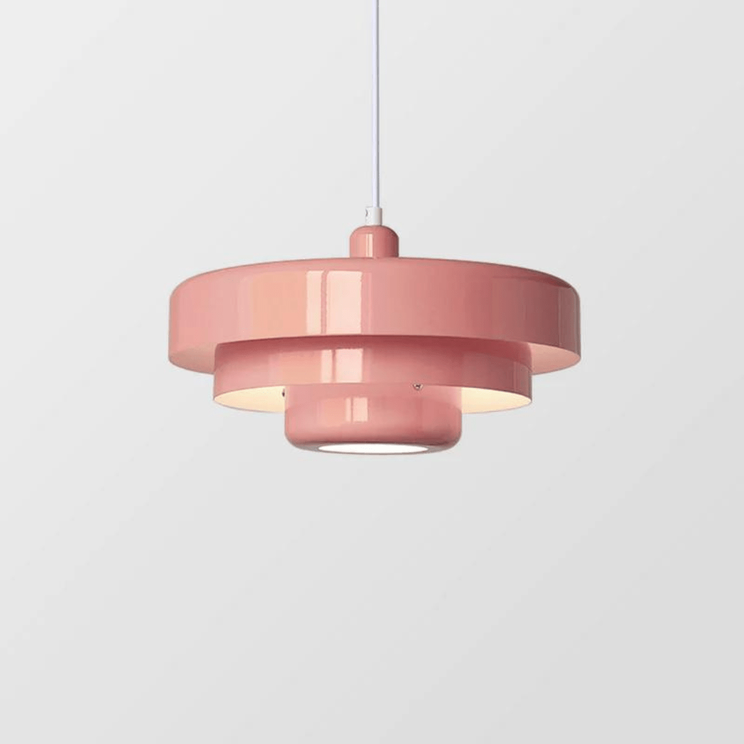 GLOWDEN - Suspension minimaliste nordique en macaron avec finition métallique mate conçue pour un éclairage ambiant doux et cosy dans des intérieurs modernes