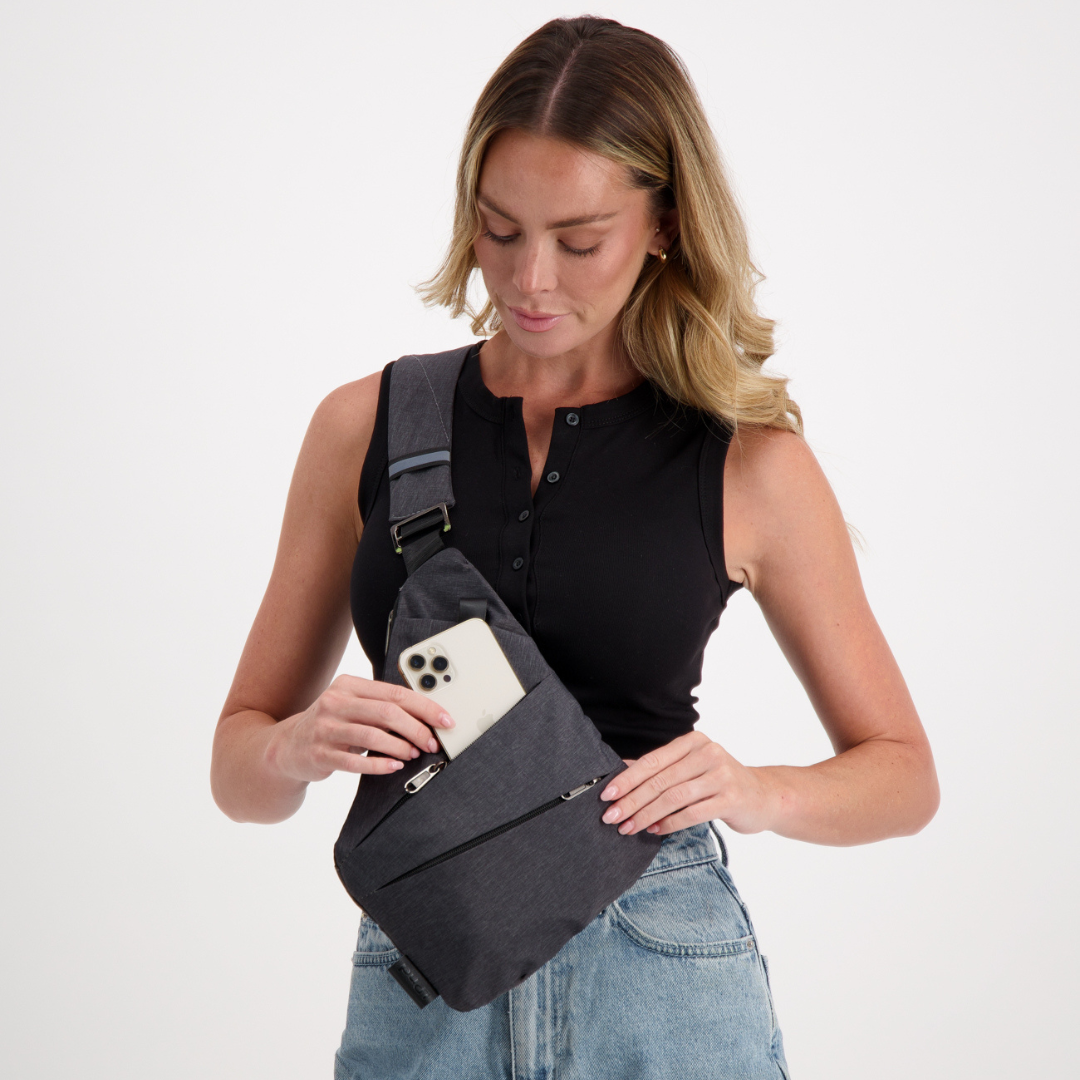 VOGUELOCK - Sac bandoulière noir élégant avec protection RFID et construction imperméable