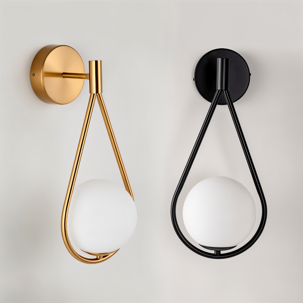 Lumeira Applique Murale – Lampe en Verre en Forme de Goutte avec Cadre Métallique Artistique