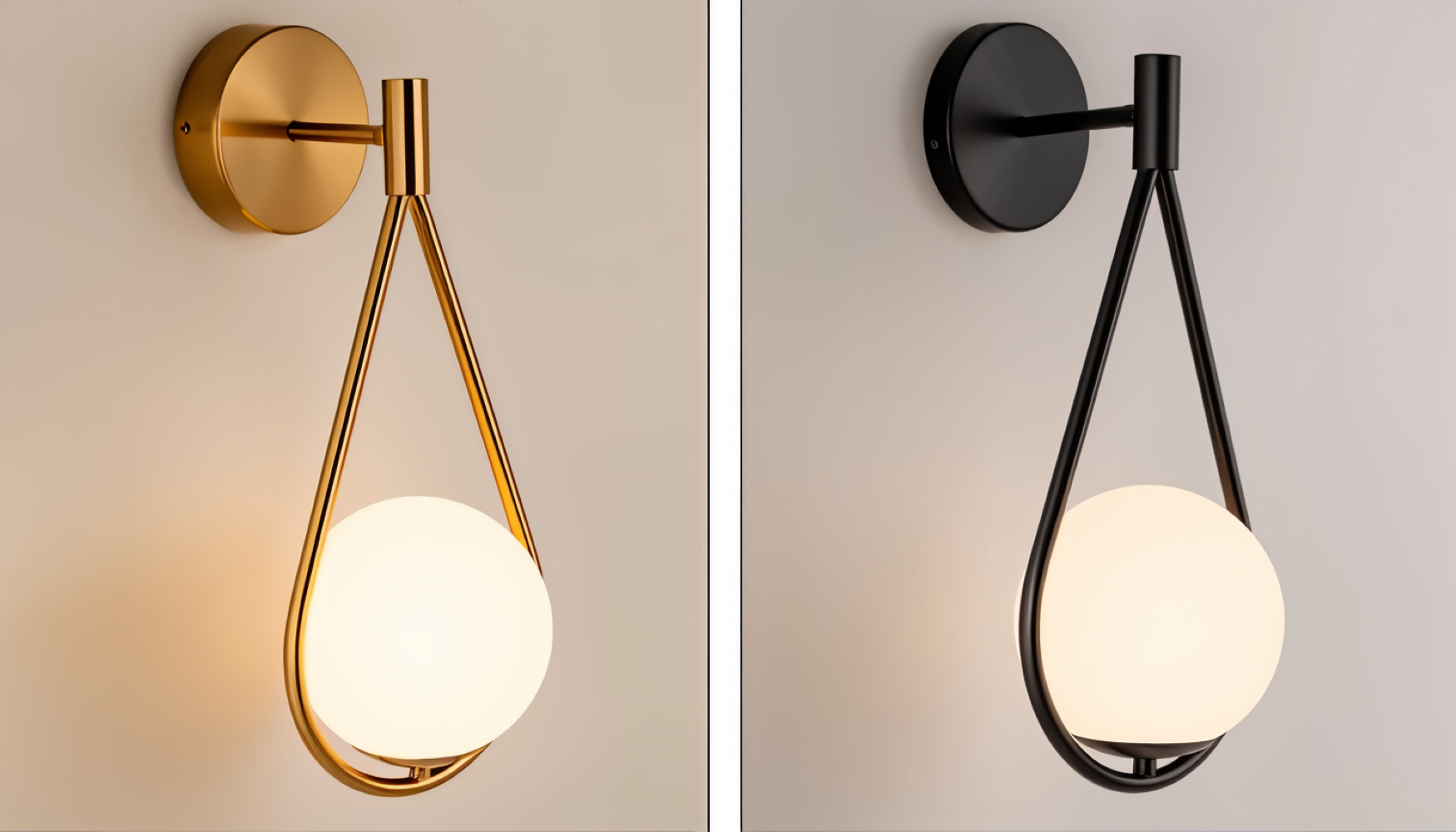 Lumeira Applique Murale – Lampe en Verre en Forme de Goutte avec Cadre Métallique Artistique