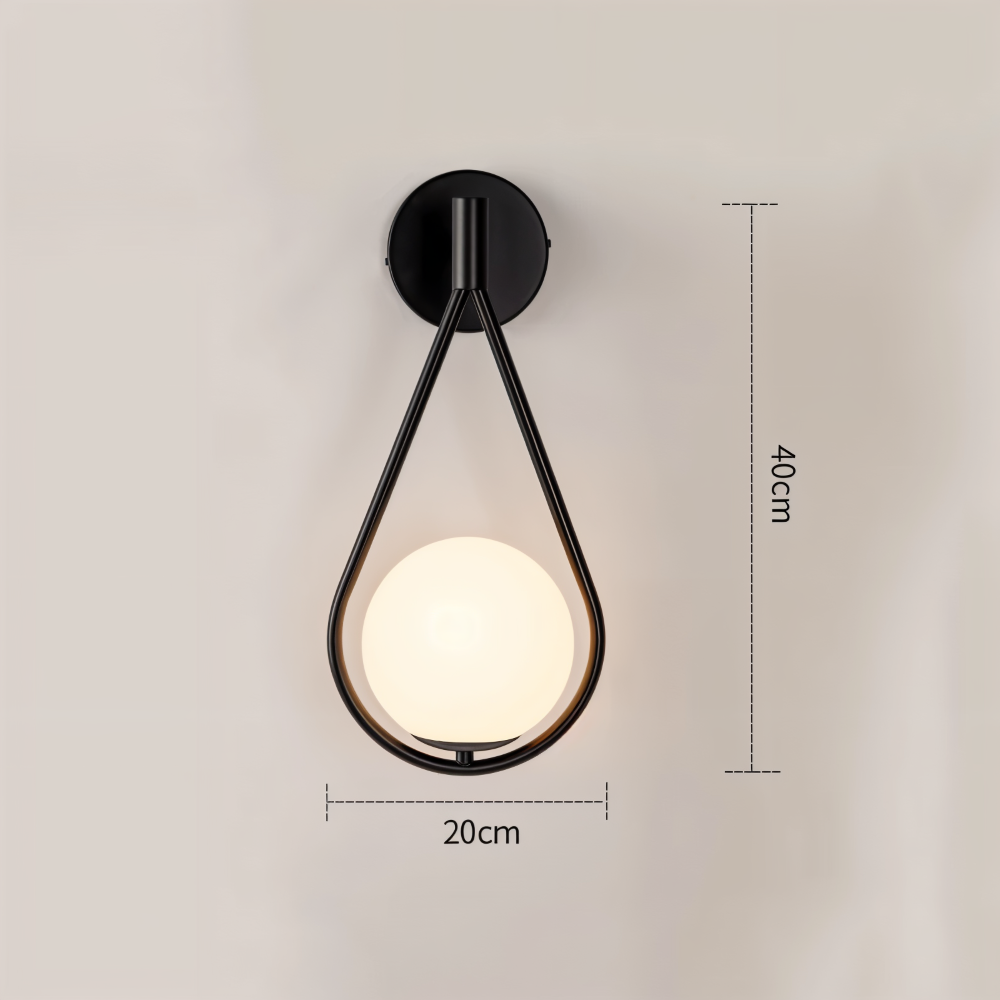 Lumeira Applique Murale – Lampe en Verre en Forme de Goutte avec Cadre Métallique Artistique