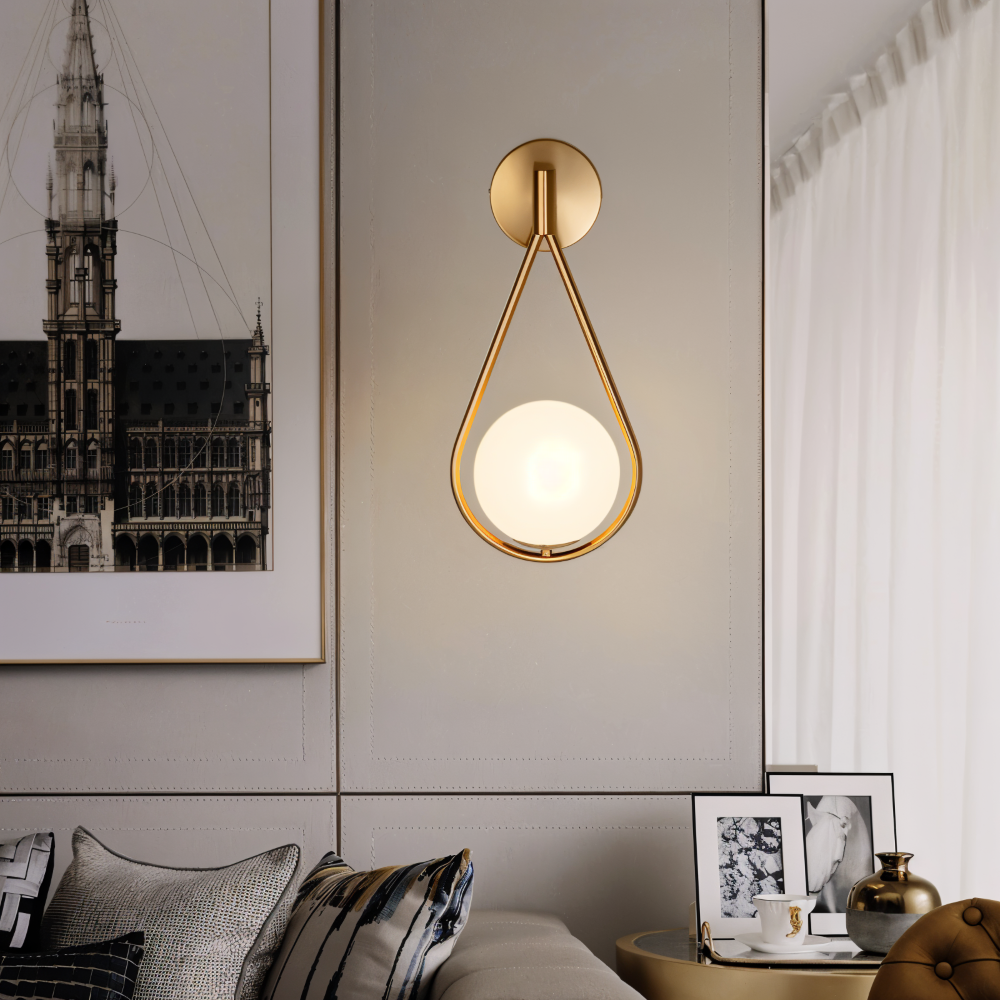 Lumeira Applique Murale – Lampe en Verre en Forme de Goutte avec Cadre Métallique Artistique