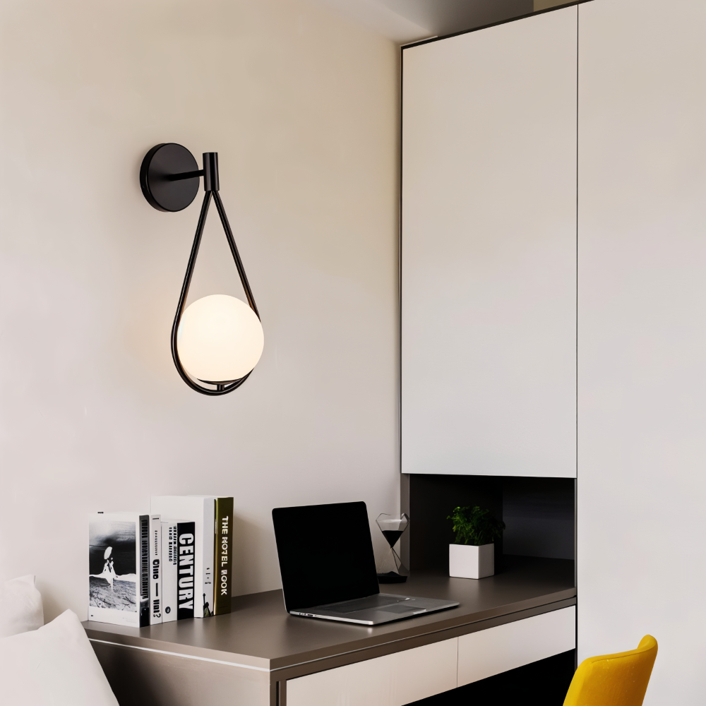 Lumeira Applique Murale – Lampe en Verre en Forme de Goutte avec Cadre Métallique Artistique