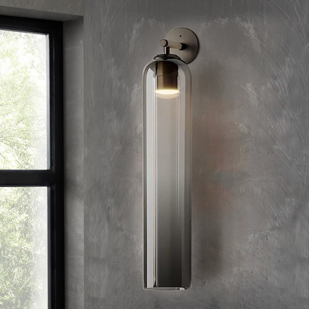 Applique Murale en Verre Cylindrique avec Finition Luxe – Sconce LED Décorative pour Intérieur Moderne