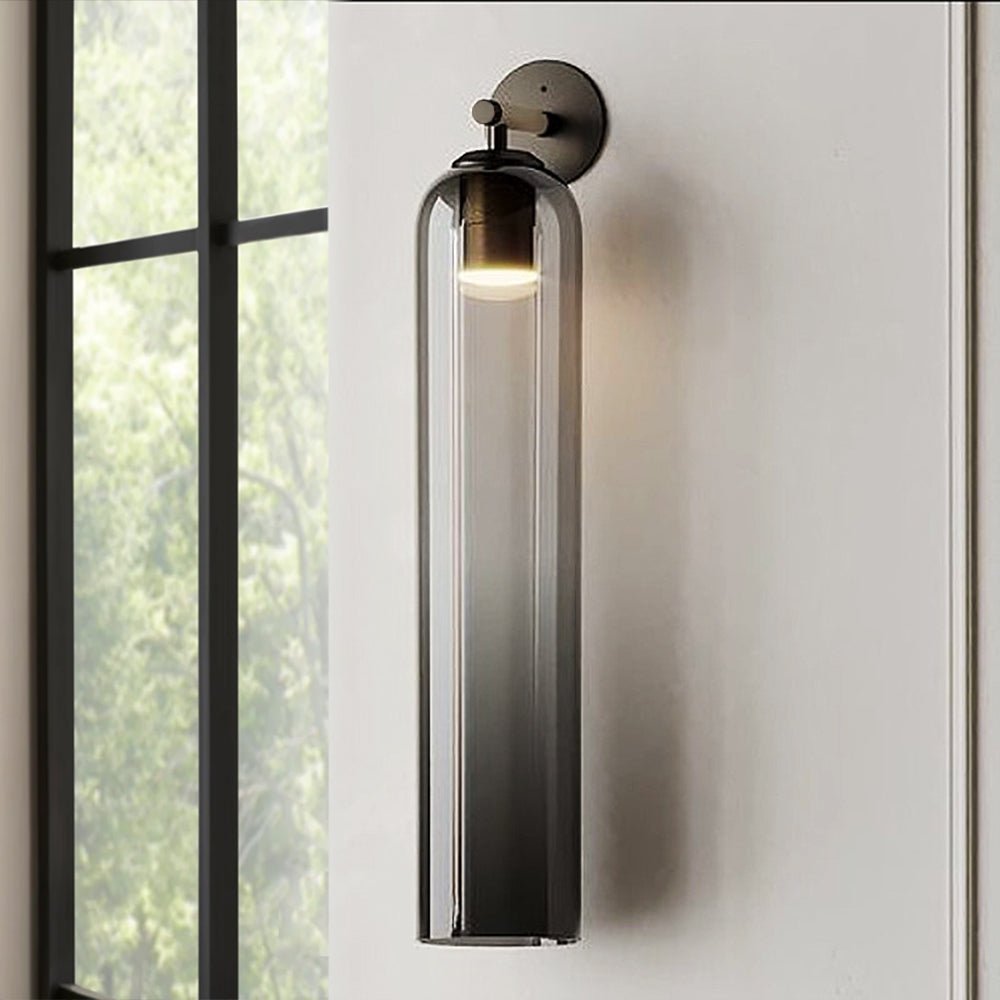 Applique Murale en Verre Cylindrique avec Finition Luxe – Sconce LED Décorative pour Intérieur Moderne