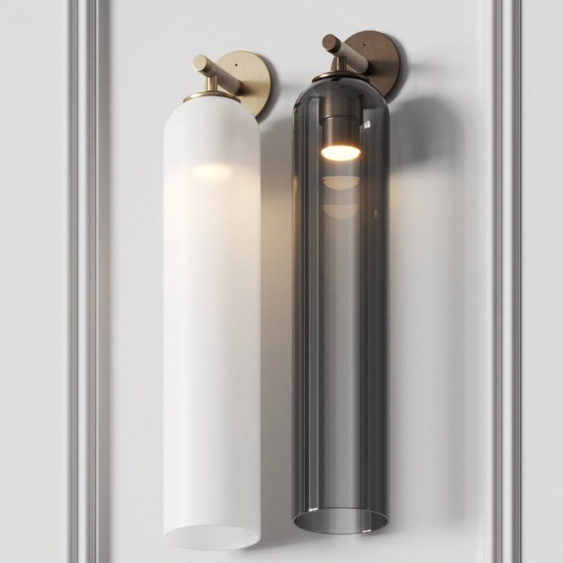 Applique Murale en Verre Cylindrique avec Finition Luxe – Sconce LED Décorative pour Intérieur Moderne