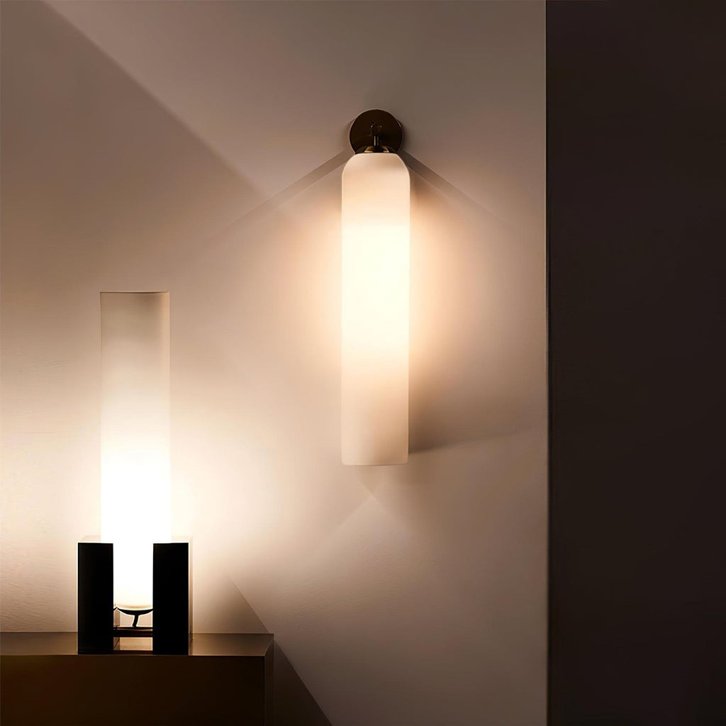 Applique Murale en Verre Cylindrique avec Finition Luxe – Sconce LED Décorative pour Intérieur Moderne