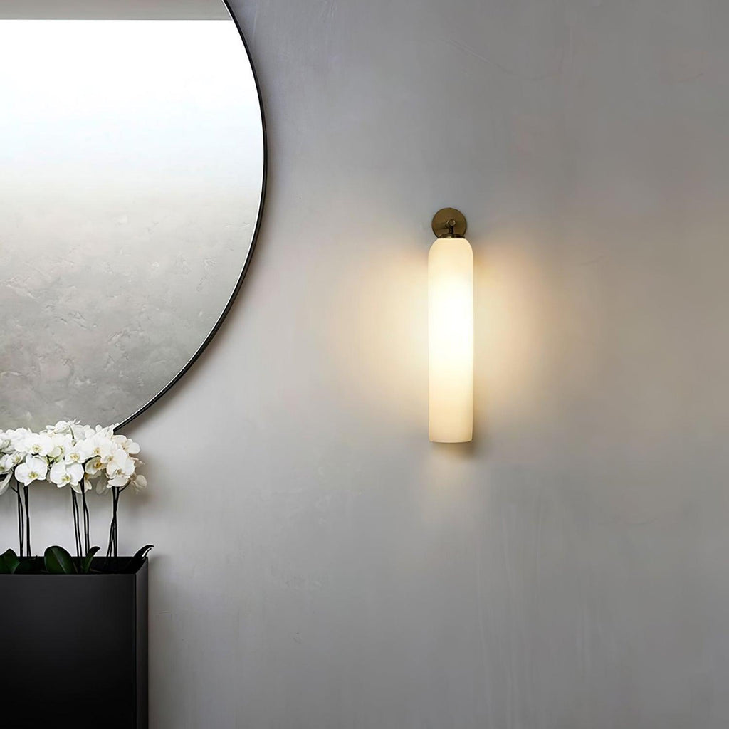 Applique Murale en Verre Cylindrique avec Finition Luxe – Sconce LED Décorative pour Intérieur Moderne