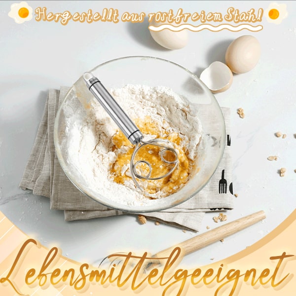 Mélangeur de pâte en acier inoxydable | Poignée ergonomique | Pour la pâte à pain, pizza et gâteaux