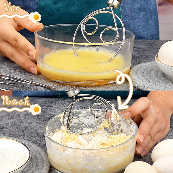 Mélangeur de pâte en acier inoxydable | Poignée ergonomique | Pour la pâte à pain, pizza et gâteaux
