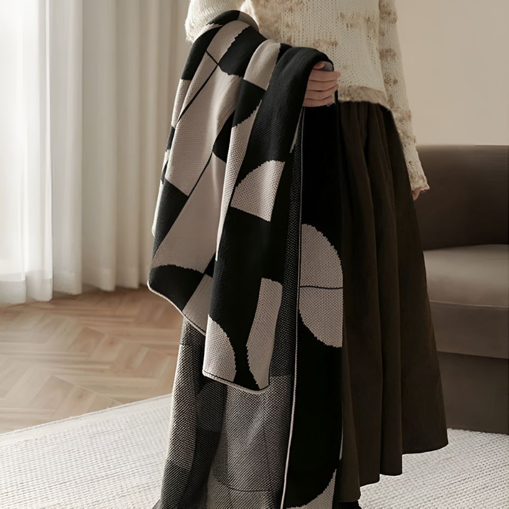 Couverture en Velours Géométrique Monochrome Artevana