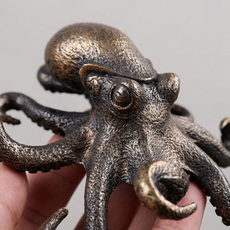 ZENWOVEN – Sculpture d'Octopus en Cuivre Artisanale Accent Décor Océan