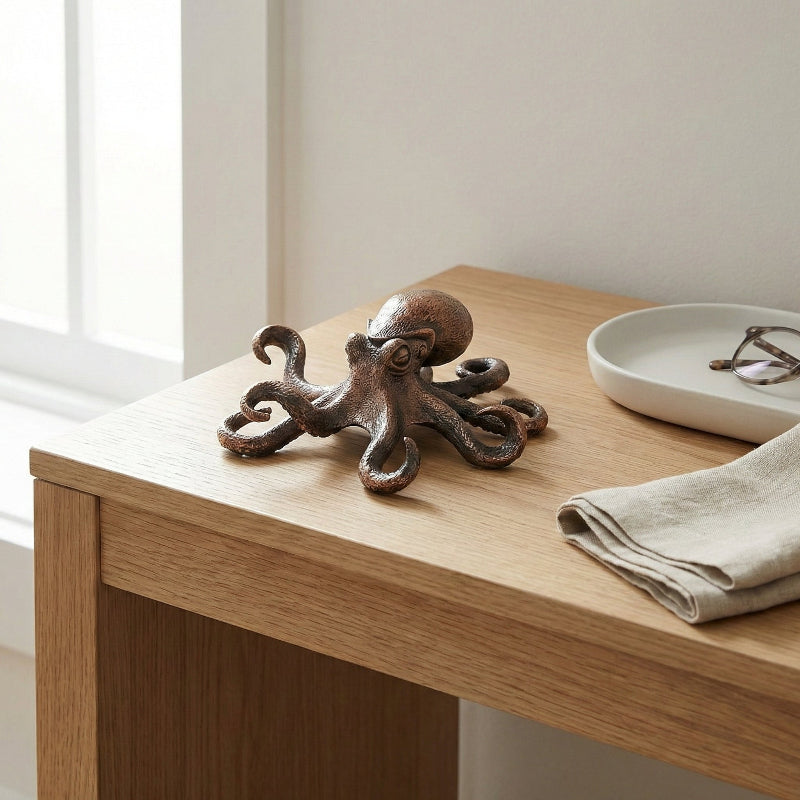 ZENWOVEN – Sculpture d'Octopus en Cuivre Artisanale Accent Décor Océan