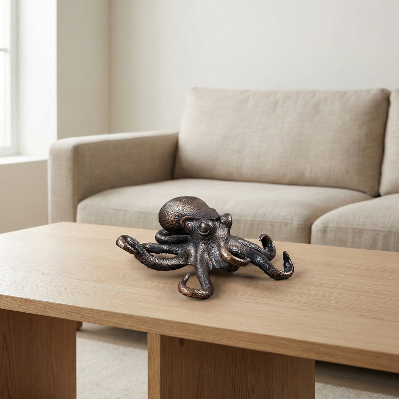 ZENWOVEN – Sculpture d'Octopus en Cuivre Artisanale Accent Décor Océan