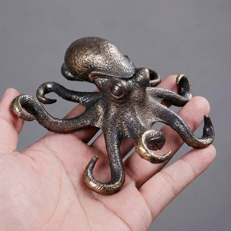 ZENWOVEN – Sculpture d'Octopus en Cuivre Artisanale Accent Décor Océan