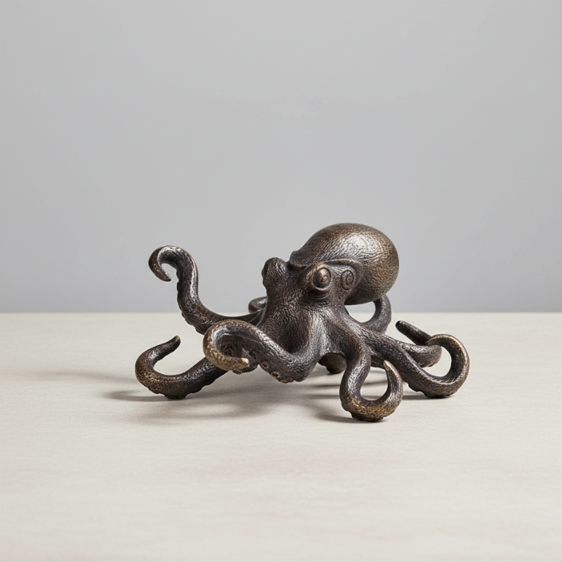 ZENWOVEN – Sculpture d'Octopus en Cuivre Artisanale Accent Décor Océan