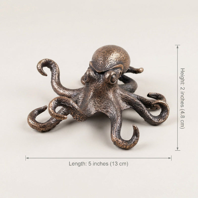 ZENWOVEN – Sculpture d'Octopus en Cuivre Artisanale Accent Décor Océan