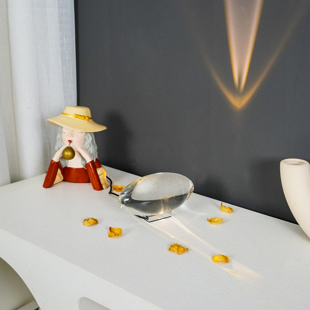 Lampe de table en cristal avec LED – lampe décorative avec lumière d'ambiance