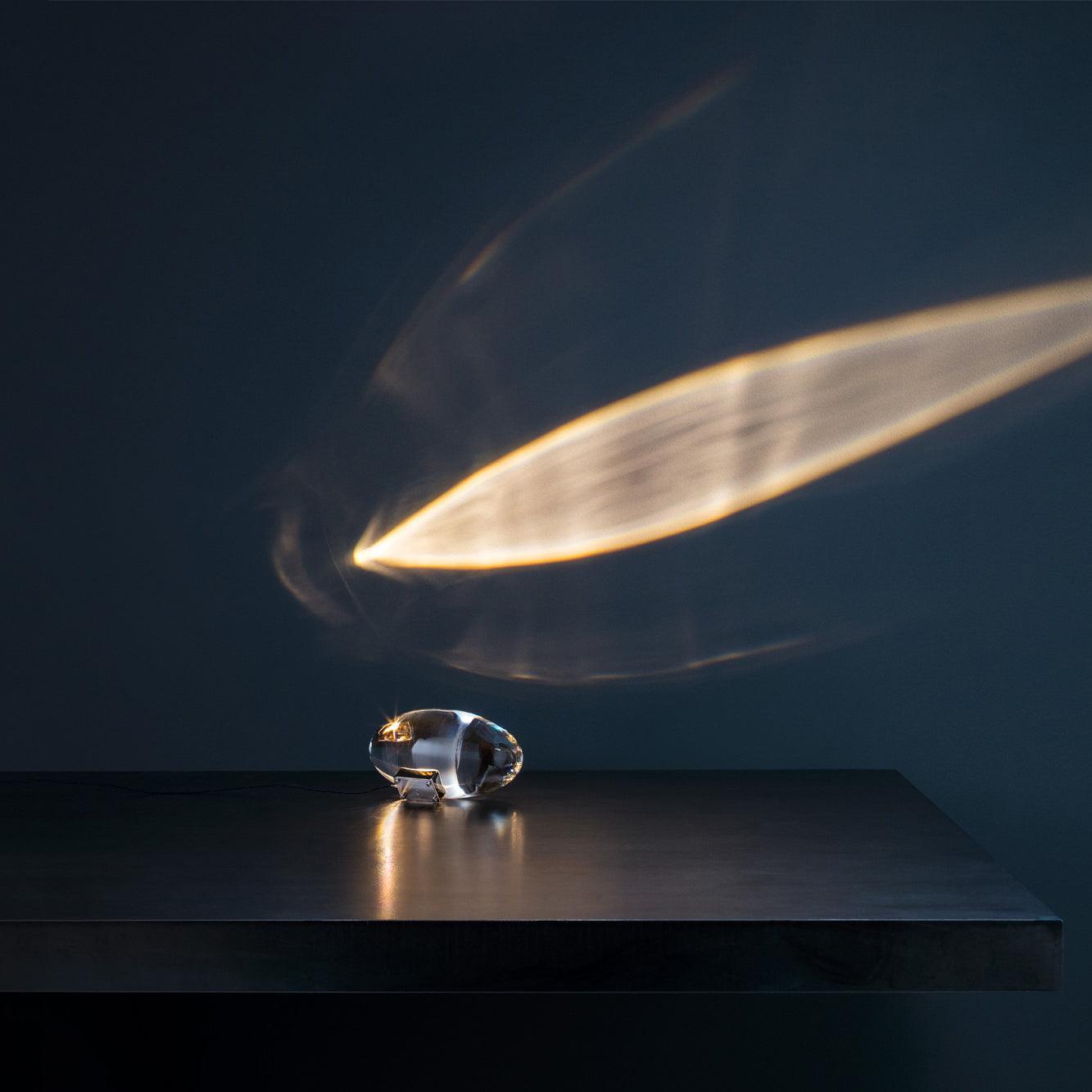 Lampe de table en cristal avec LED – lampe décorative avec lumière d'ambiance
