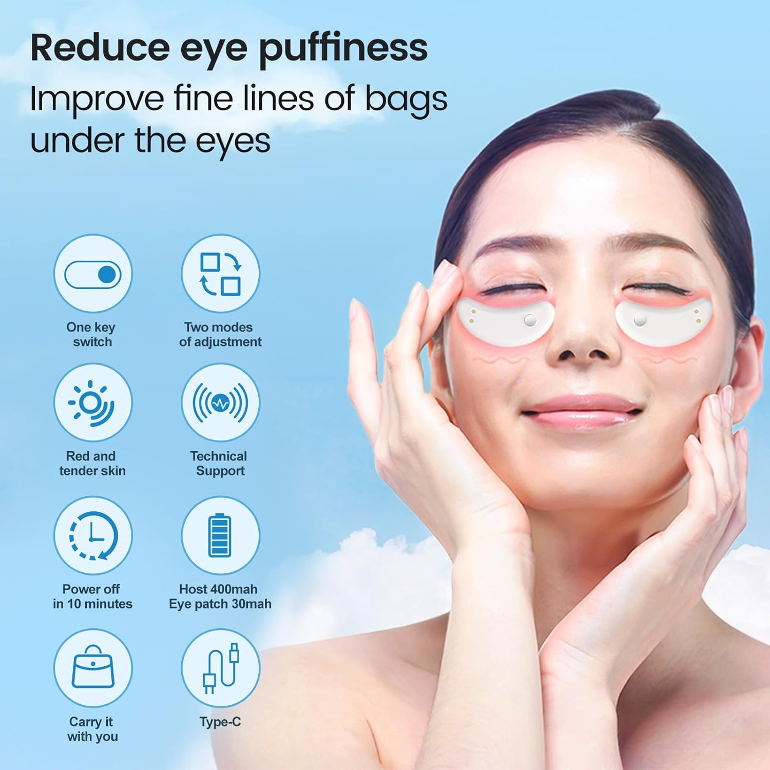 Soin des yeux | Soin par lumière rouge et micro-courant | Regard frais sous les yeux | Augenia