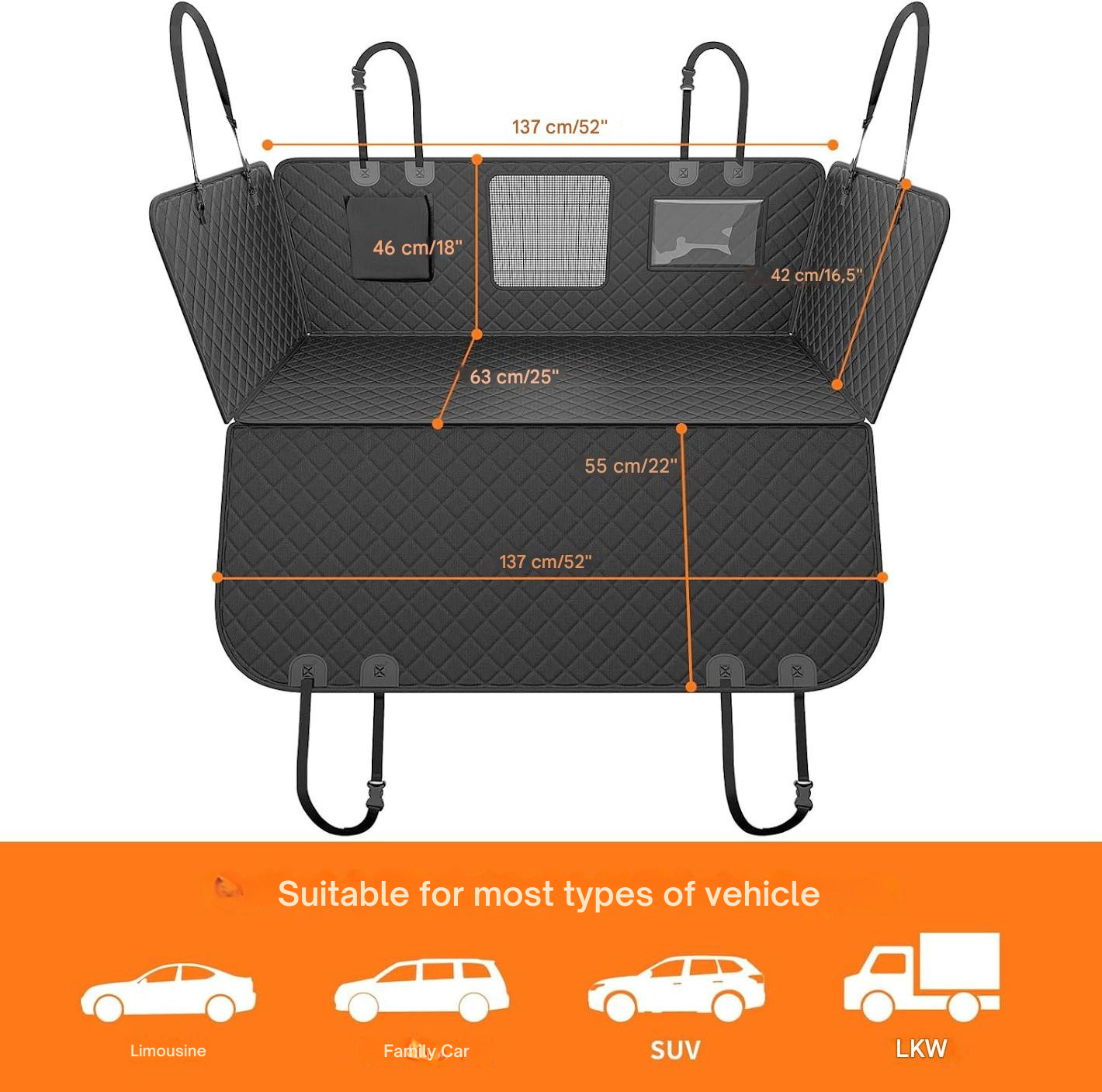 Siège auto | Protection siège auto pour chien | Tapis de banquette arrière déperlant | PawGuard