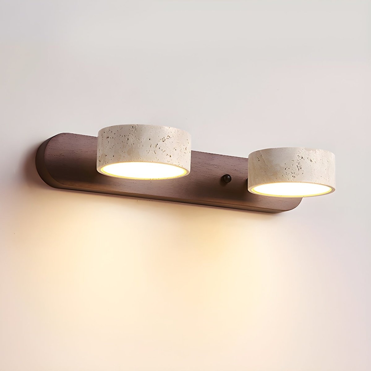 STONELINE - Applique murale LED intérieure conçue avec du travertin naturel et du bois pour une illumination architecturale chaleureuse