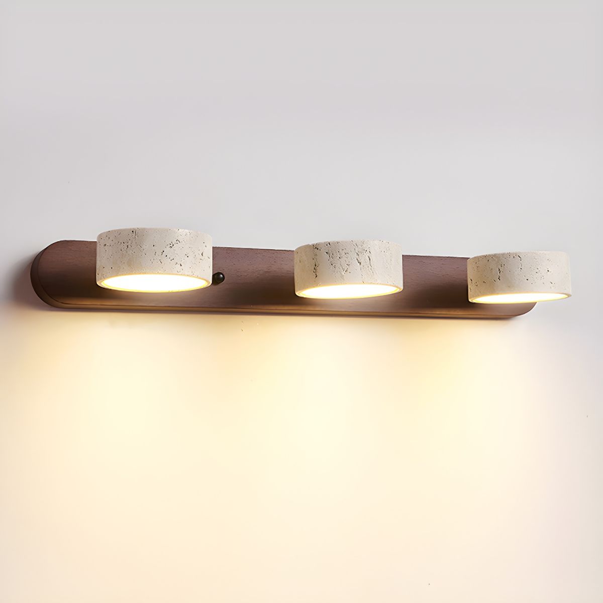 STONELINE - Applique murale LED intérieure conçue avec du travertin naturel et du bois pour une illumination architecturale chaleureuse