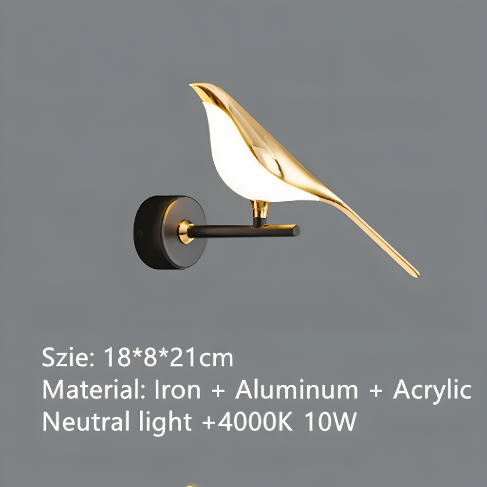 Orivelle – Applique Murale Dorée avec Design de Oiseau Rotatif et Lumière LED