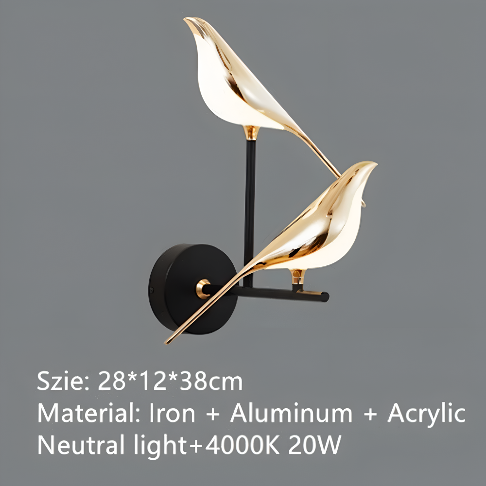 Orivelle – Applique Murale Dorée avec Design de Oiseau Rotatif et Lumière LED