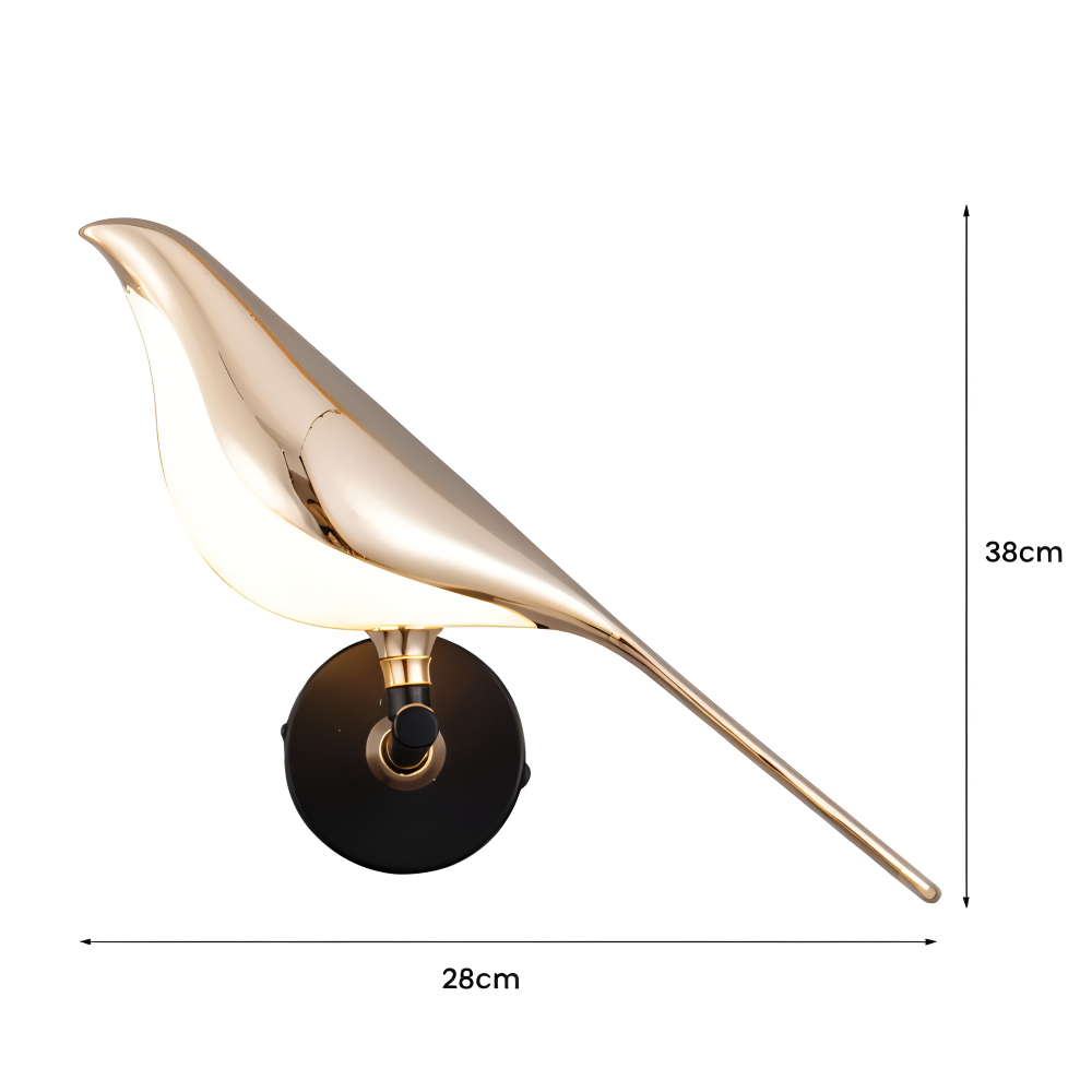 Orivelle – Applique Murale Dorée avec Design de Oiseau Rotatif et Lumière LED