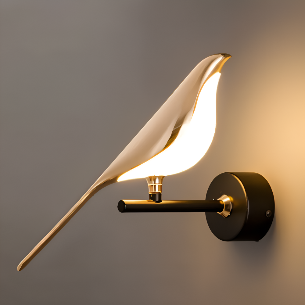 Orivelle – Applique Murale Dorée avec Design de Oiseau Rotatif et Lumière LED